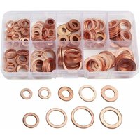 200pcs Copper Washer Ring Metric Washer Gasket Kit Assortment 9 Sizes M5-M14 with Box Oil Pan Plug Sealing Tool Accessories