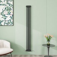 Aica Sanitaire - aica 1800x200mm Anthracite Vertical Traditional Radiator Cast Iron 2 Column Heating uk