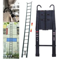 20FT 6.2M Aluminum Telescopic Ladder Home Loft Ladder , 2 Detachable Hook Safety