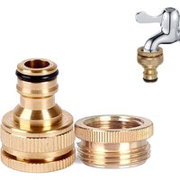 Tinor - 20mm to 25mm Threaded Brass Garden Tap Connector - Brass Quick Connect Hose Connector