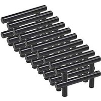 Pack of 20 black furniture handles, black kitchen furniture handles, T-cabinet and drawer handles, black center distance 96 mm (ø 12 mm).