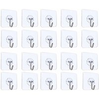 Cyslmuk - 20PCS Transparent Sticky Hooks, Kitchen Wall Hooks, Practical Ceiling Hooks for Bath Towels with Stainless Steel Hooks