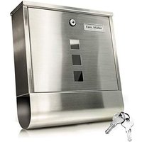 Héloise - 2210 Modern Letterbox with Newspaper Roll, Brushed Steel, with Window, Nameplate & Protective Flap, Lockable, Fixing Material and 2 Keys,