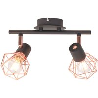 Ceiling Lamp with 2 Spotlights E14 Black and Copper Vidaxl