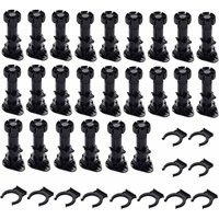 24pcs Plastic Furniture Legs, Adjustable Furniture Legs (80mm-100mm), Black Plastic Furniture Feet with Clip Mount Base, Suitable for Kitchen