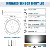 24W led Mircowave Sensor Ceiling Light 1920 Lumen 6500K