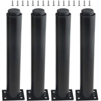 (25-42cm, Black) Set of 4 Heavy-Duty Adjustable Metal Furniture Legs for Tables, Beds, Sofas