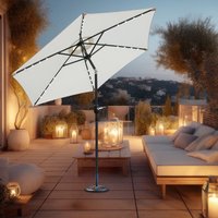 Greenbay - 2.5M led Garden Parasol Crank Tilt Sun Shade Outdoor Patio Umbrella Cream
