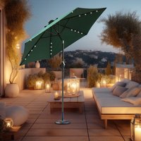 Greenbay - 2.5M led Outdoor Garden Parasol Patio Sun Shade Round Umbrella Crank Canopy Green