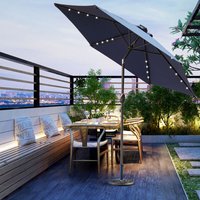 2.5m LED Outdoor Garden Parasol Patio Sun Shade Round Umbrella with Base Blue