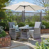 2.5M Round Garden Parasol Umbrella Patio Sun Shade Canopy Crank Tilt Cream