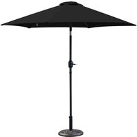 2.5M Round Garden Umbrella Patio Sun Shade Crank Tilt Black Parasol with 12KG Base Weight