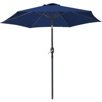 2.5M Round Garden Umbrella Patio Sun Shade Crank Tilt Blue Parasol with 9.5KG Base Weight