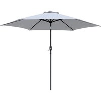 2.5M Round Garden Umbrella Patio Sun Shade Crank Tilt Grey Parasol with 12KG Base Weight