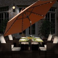 Green Bay - 2.5M Round led Lights Outdoor Garden Parasol Umbrella Sun Shade w/ CrankandTilt Coffee