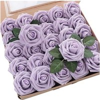 25PCS Artificial Roses Flowers Looking Wedding Bouquets Centerpieces Bridal Shower Party Home Decor,F