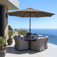 Green Bay - 2.7M Garden Parasol Sun Shade Outdoor Patio Umbrella w/ Crank Tilt Brown