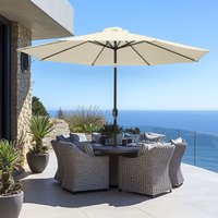 2.7M Garden Parasol Sun Shade Outdoor Patio Umbrella W/ Crank Tilt Cream
