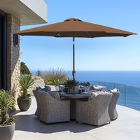 Green Bay - 2.7M Garden Parasol Sun Shade Outdoor Patio Umbrella w/ Crank Tilt Coffee