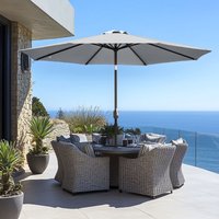 2.7M Garden Parasol Sun Shade Outdoor Patio Umbrella W/ Crank Tilt Grey