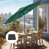 2.7M Green Outdoor Garden Round Parasol with Cover Patio Sun Shade Shelter Umbrella Crank Tilt