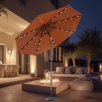 Greenbay - 2.7M led Garden Parasol Crank Tilt Sun Shade Outdoor Patio Umbrella Coffee