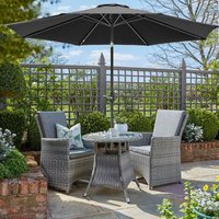 2.7M Outdoor Round Garden Parasol Patio Sun Shade Canopy Umbrella Crank Tilt Black