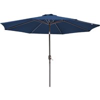 2.7M Round Garden Umbrella Sun Shade Outdoor Crank Tilt Blue Parasol with 12KG Base Weight