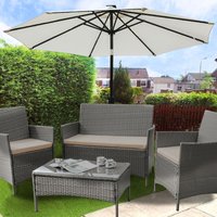 Green Bay - 2.7M Solar led Outdoor Parasol Garden Patio Tilt Crank Sun Shade Round Umbrella Cream