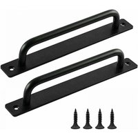 Ymyny - 2pcs Barn Door Handle, Black Door Handle, Interior and Exterior Door Handles with Screws, for Kitchen, Furniture, Cabinet, Cupboard, Door,