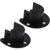 Tinor - 2pcs Matte Black Stainless Steel Shower Room Clothes Rail Curtain Flange Seat Cover Holder Clothes Rail Bracket with Screws