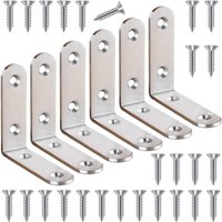 Tinor - 2Pcs Stainless Steel Corner Brace with Screws 6PCS 65mmx65mm Corner Brace Silver, Fixing Bracket