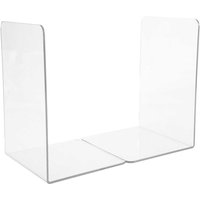 2PCS Transparent Acrylic Bookends L-Shaped Bookshelf