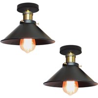 Norcks - 2PCS Vintage Ceiling Light Retro Chandelier 26CM Black Metal Industrial Ceiling Lamp For Bar Club Office Cafe