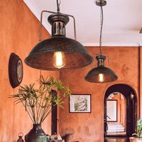 2pcs Vintage Pendant Light Rust, Industrial Hanging Ceiling Lamp with Lampshade, Ø33cm Metal Dome Chandelier for Bedroom Living Room Kitchen Island