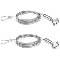 Héloise - 2Pcs x 2M Stainless Steel Cable Bet Hook Rope for Clothes/Lights/Photos Max Stand 30KG