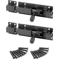 2X Aluminum Alloy Barrel Bolt, 8mm Bolt, Sliding Latch for Door, Window, Garden Gate, Shed (Black)