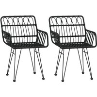 Vidaxl - Garden Chairs 2 pcs with Armrest Black 56x64x80 cm pe Rattan