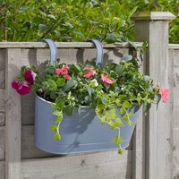 2x Smart Garden 30cm 12 Inch Fence Balcony Hanging Pot Basket Slate Grey Planter
