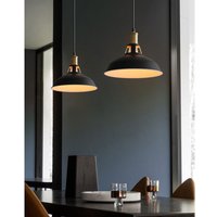 2X Vintage Pendant Light, Hanging Light with Dome Metal Lampshade, Retro Industrial Chandelier for Kitchen Island (Black and White, Ø27cm)