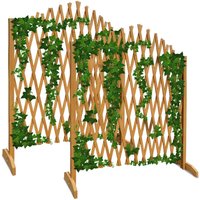 Gardebruk 2x Expanding Wooden Garden Trellis Fence Panel Expandable up to 200cm Wide Freestanding Room Divider Adjustable Privacy Screen Plant