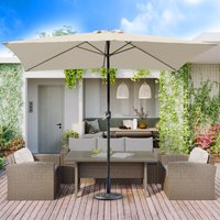 2x3m Garden Parasol Patio Canopy Sun Shade Umbrella Aluminium Crank Tilt Cream With Base