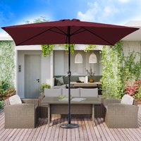2x3m Garden Parasol Patio Canopy Sun Shade Umbrella Aluminium Crank Tilt Wine Red With Base