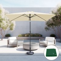 2x3m Garden Rectangular Parasol Sun Shade Umbrella Tilt Crank with Base Cover Cream