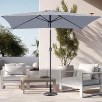 2x3m Grey Garden Rectangular Parasol Tilt Crank Umbrella with Base