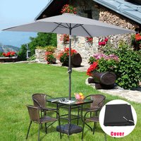 2x3m Rectangle Garden Parasol Sun Shade Outdoor Patio Umbrella with Rain Cover Crank Tilt Grey