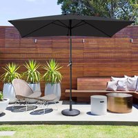 2x3m Rectangle Garden Parasol Umbrella Patio Sun Shade Aluminium Crank Tilt Black w/ Base Weight