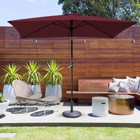2x3m Rectangle Garden Parasol Umbrella Patio Sun Shade Aluminium Crank Tilt Wine Red w/ Base Weight