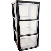2 x 3 Black Drawer Storage Tower Units With Clear Spacious Drawers