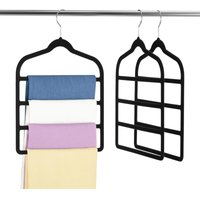 3 Pack Velvet Trouser Hangers - Space Saving Closet Organizers, Non-Slip Hangers for Jeans, Trousers, Skirts, Leggings, Scarves - Multi-Layer Clothes